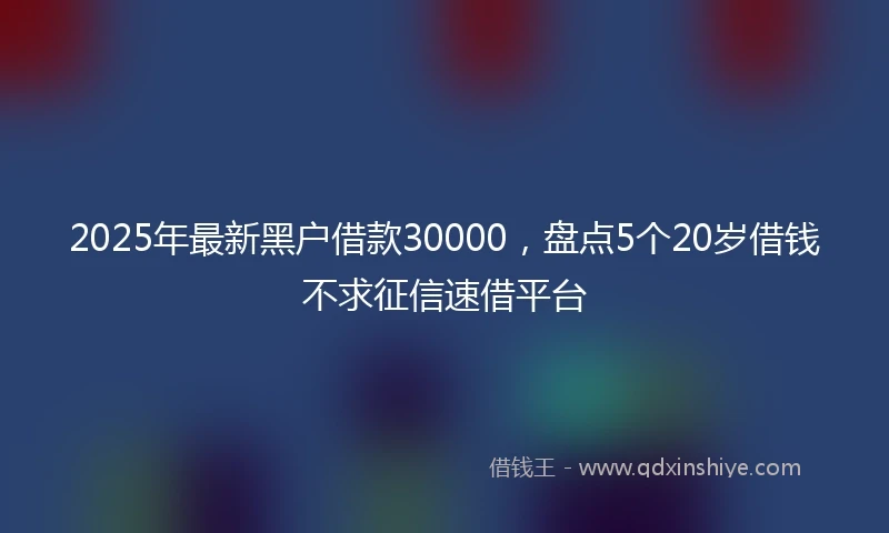 2025年最新黑户借款30000，盘点5个20岁借钱不求征信速借平台