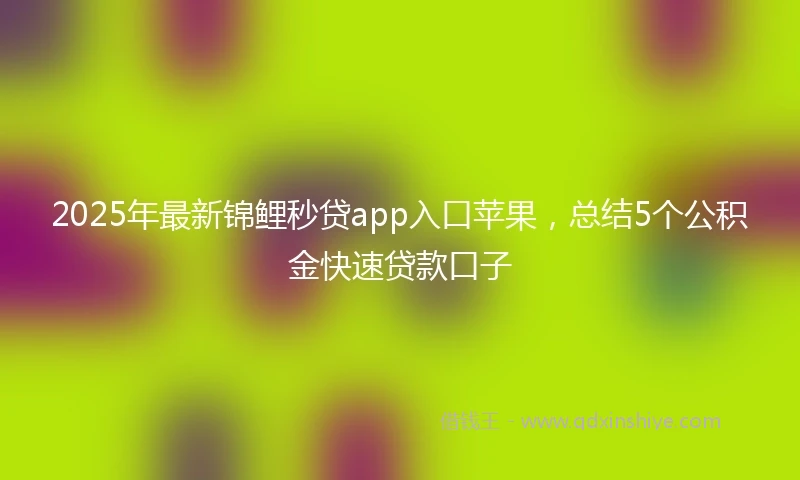 2025年最新锦鲤秒贷app入口苹果，总结5个公积金快速贷款口子
