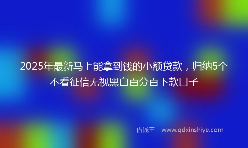 2025年最新马上能拿到钱的小额贷款，归纳5个不看征信无视黑白百分百下款口子