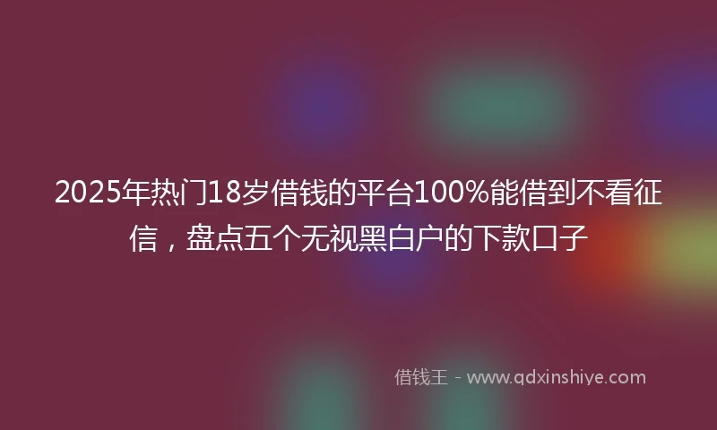 2025年热门18岁借钱的平台100%能借到不看征信，盘点五个无视黑白户的下款口子
