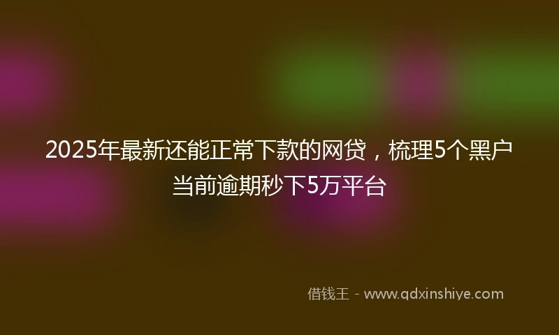 2025年最新还能正常下款的网贷，梳理5个黑户当前逾期秒下5万平台