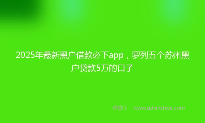 2025年最新黑户借款必下app，罗列五个苏州黑户贷款5万的口子