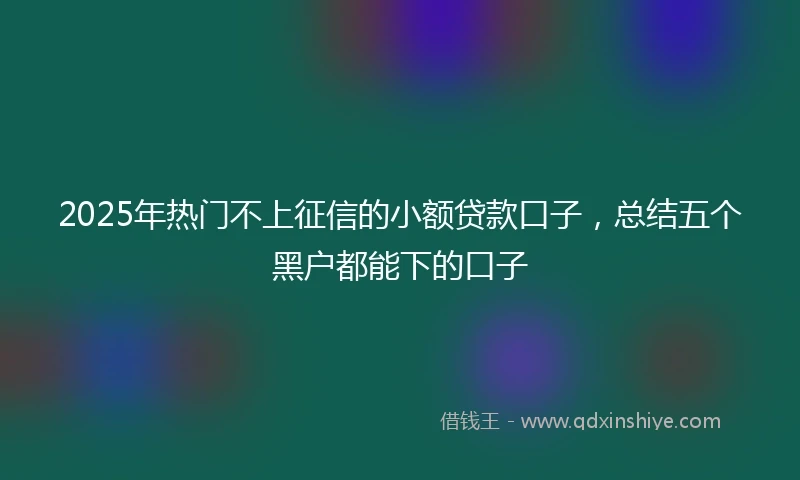 2025年热门不上征信的小额贷款口子，总结五个黑户都能下的口子