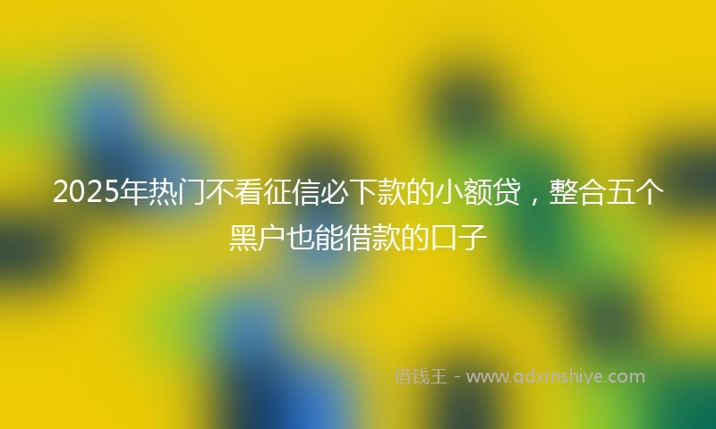 2025年热门不看征信必下款的小额贷，整合五个黑户也能借款的口子