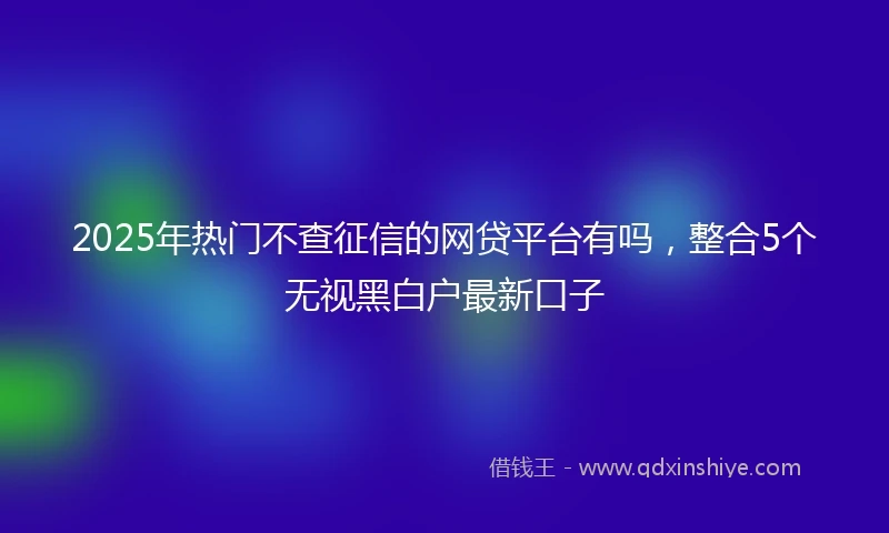 2025年热门不查征信的网贷平台有吗,整合5个无视黑白户最新口子