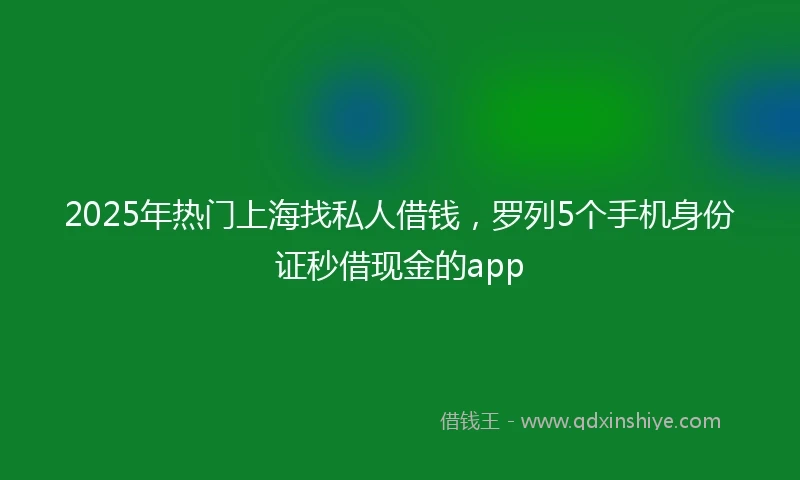 2025年热门上海找私人借钱，罗列5个手机身份证秒借现金的app