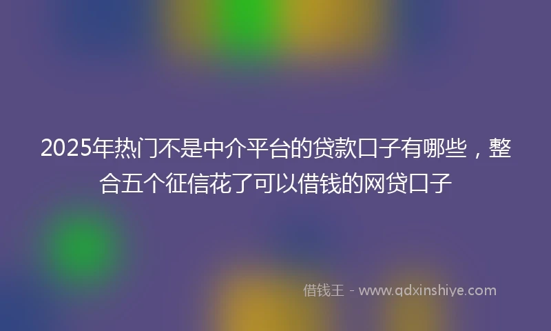 2025年热门不是中介平台的贷款口子有哪些，整合五个征信花了可以借钱的网贷口子