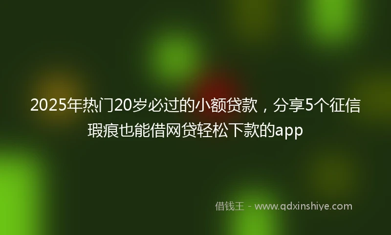 2025年热门20岁必过的小额贷款，分享5个征信瑕疵也能借网贷轻松下款的app