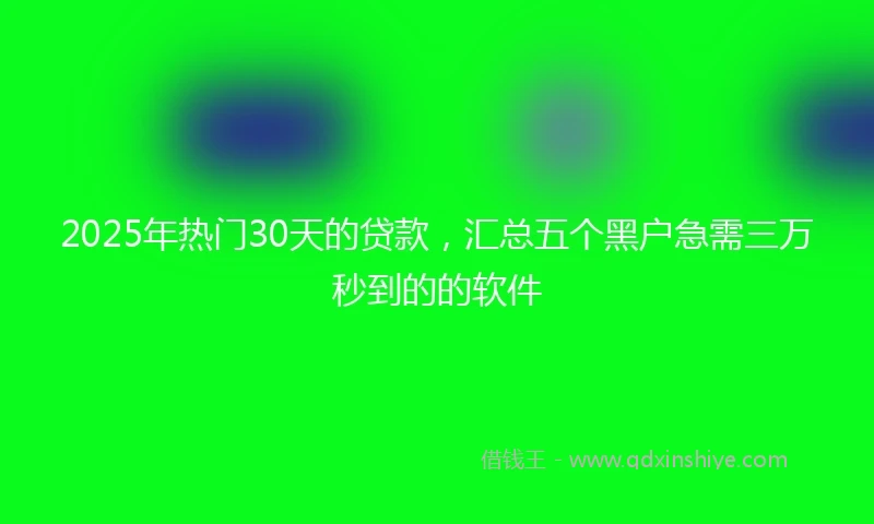 2025年热门30天的贷款，汇总五个黑户急需三万秒到的的软件