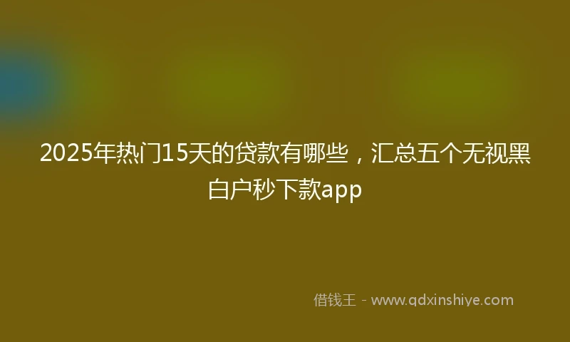 2025年热门15天的贷款有哪些,汇总五个无视黑白户秒下款app