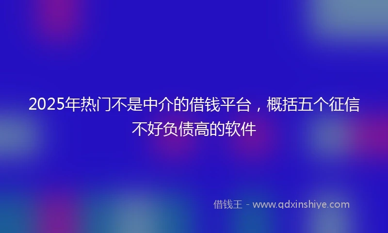 2025年热门不是中介的借钱平台，概括五个征信不好负债高的软件