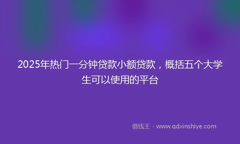 2025年热门一分钟贷款小额贷款，概括五个大学生可以使用的平台