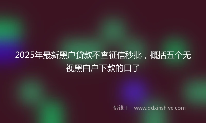 2025年最新黑户贷款不查征信秒批，概括五个无视黑白户下款的口子