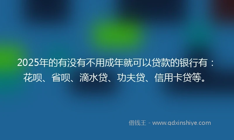 2025年的有没有不用成年就可以贷款的银行有：花呗、省呗、滴水贷、功夫贷、信用卡贷等。