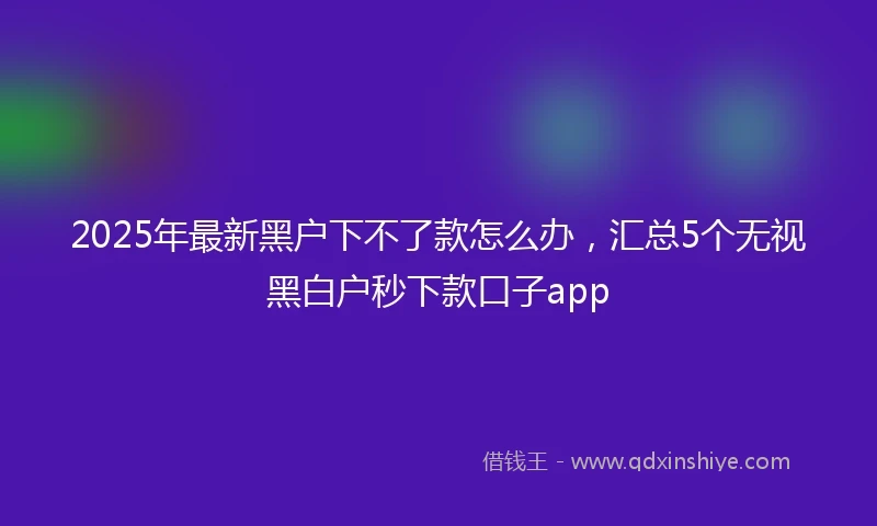 2025年最新黑户下不了款怎么办，汇总5个无视黑白户秒下款口子app