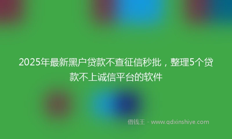 2025年最新黑户贷款不查征信秒批，整理5个贷款不上诚信平台的软件