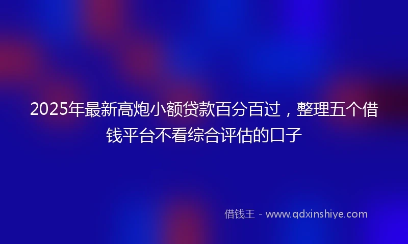2025年最新高炮小额贷款百分百过，整理五个借钱平台不看综合评估的口子