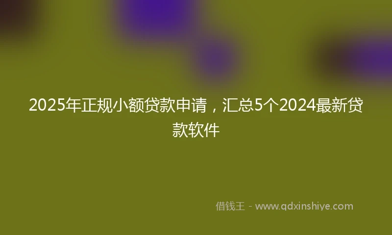 2025年正规小额贷款申请，汇总5个2024最新贷款软件
