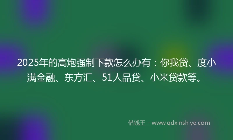 2025年的高炮强制下款怎么办有：你我贷、度小满金融、东方汇、51人品贷、小米贷款等。