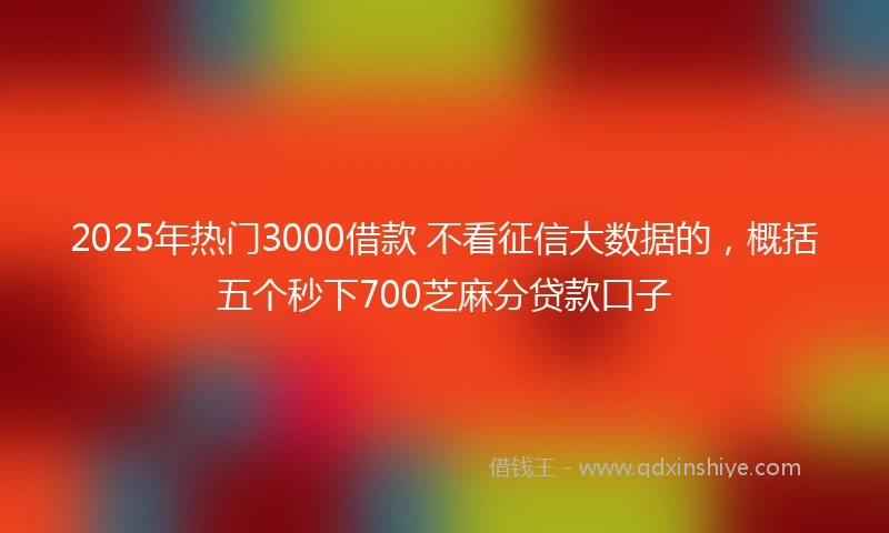 2025年热门3000借款 不看征信大数据的，概括五个秒下700芝麻分贷款口子