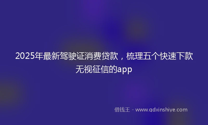 2025年最新驾驶证消费贷款，梳理五个快速下款无视征信的app