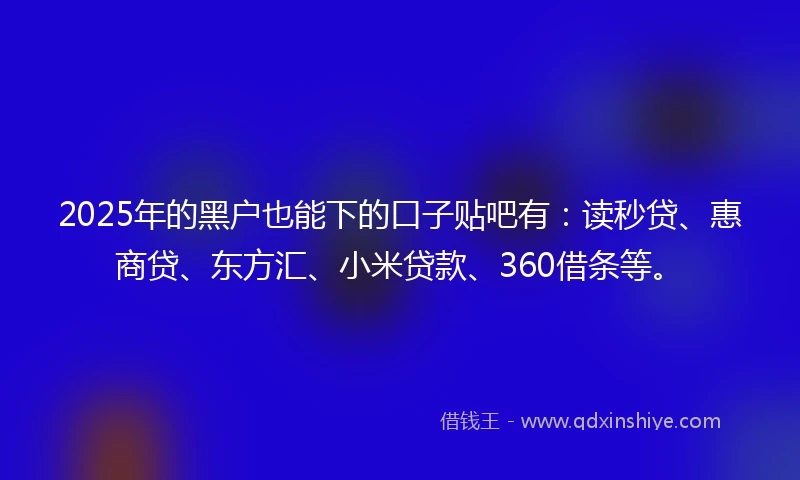 2025年的黑户也能下的口子贴吧有：读秒贷、惠商贷、东方汇、小米贷款、360借条等。