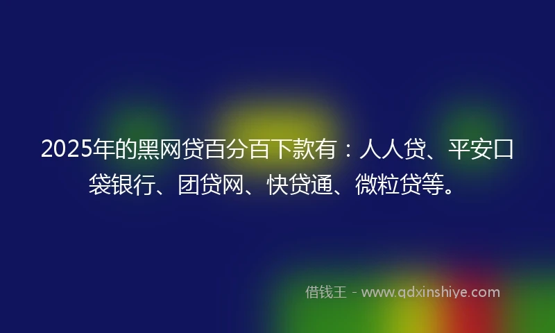 2025年的黑网贷百分百下款有：人人贷、平安口袋银行、团贷网、快贷通、微粒贷等。