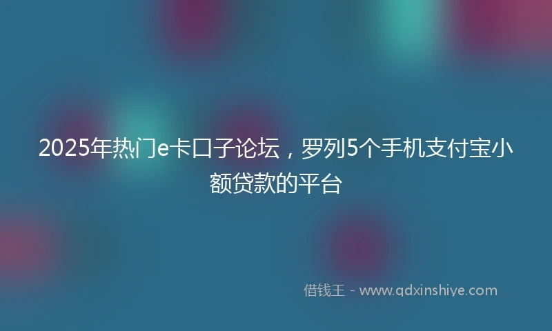 2025年热门e卡口子论坛，罗列5个手机支付宝小额贷款的平台