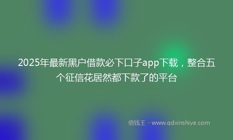 2025年最新黑户借款必下口子app下载，整合五个征信花居然都下款了的平台