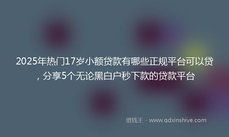2025年热门17岁小额贷款有哪些正规平台可以贷，分享5个无论黑白户秒下款的贷款平台