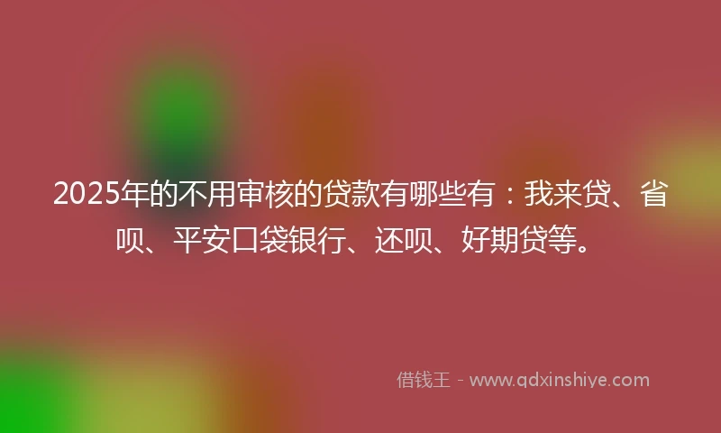 2025年的不用审核的贷款有哪些有：我来贷、省呗、平安口袋银行、还呗、好期贷等。
