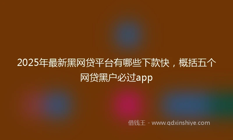 2025年最新黑网贷平台有哪些下款快，概括五个网贷黑户必过app