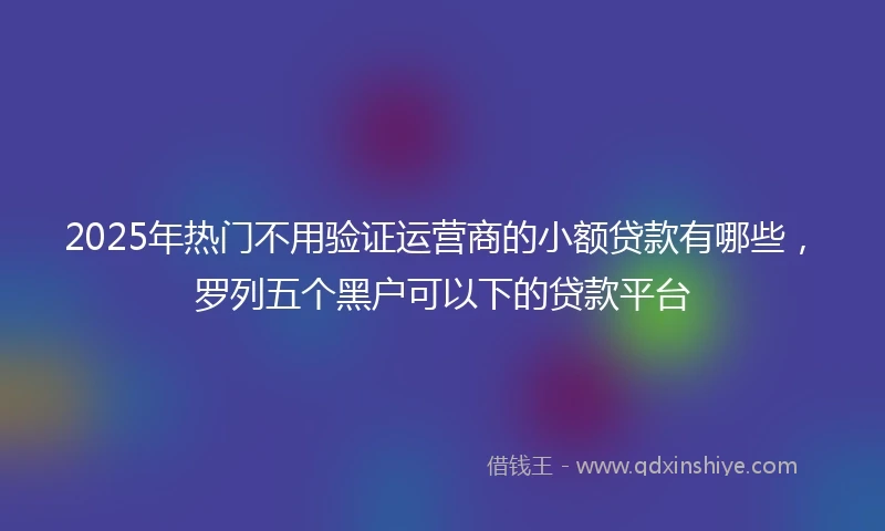 2025年热门不用验证运营商的小额贷款有哪些，罗列五个黑户可以下的贷款平台