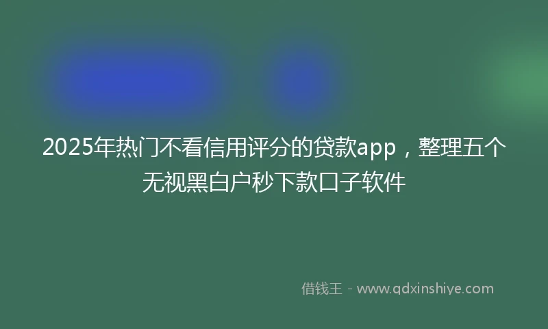 2025年热门不看信用评分的贷款app，整理五个无视黑白户秒下款口子软件