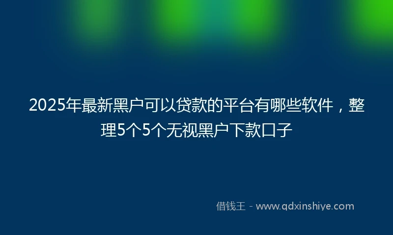 2025年最新黑户可以贷款的平台有哪些软件，整理5个5个无视黑户下款口子