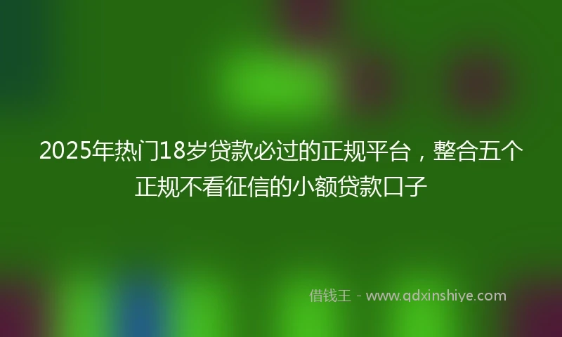 2025年热门18岁贷款必过的正规平台，整合五个正规不看征信的小额贷款口子