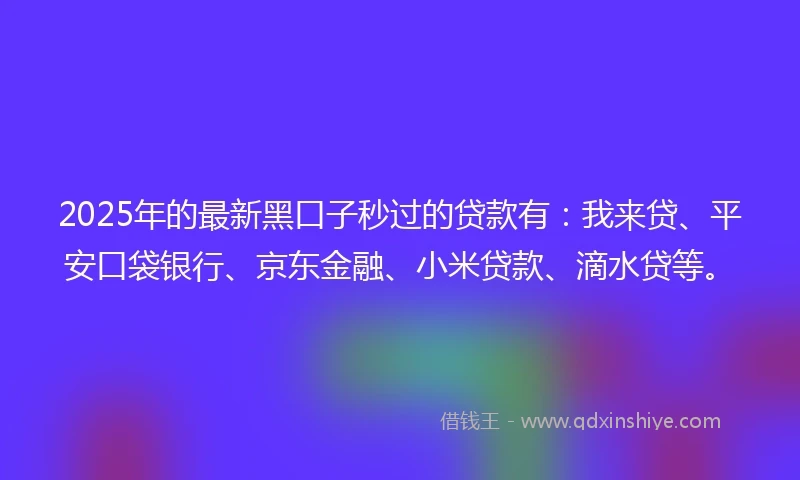 2025年的最新黑口子秒过的贷款有：我来贷、平安口袋银行、京东金融、小米贷款、滴水贷等。