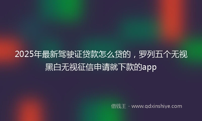 2025年最新驾驶证贷款怎么贷的，罗列五个无视黑白无视征信申请就下款的app