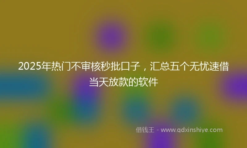 2025年热门不审核秒批口子,汇总五个无忧速借当天放款的软件