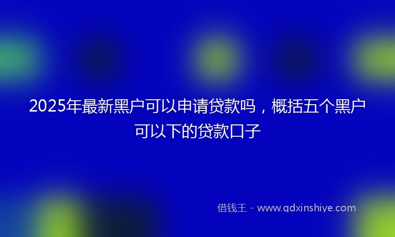 2025年最新黑户可以申请贷款吗，概括五个黑户可以下的贷款口子