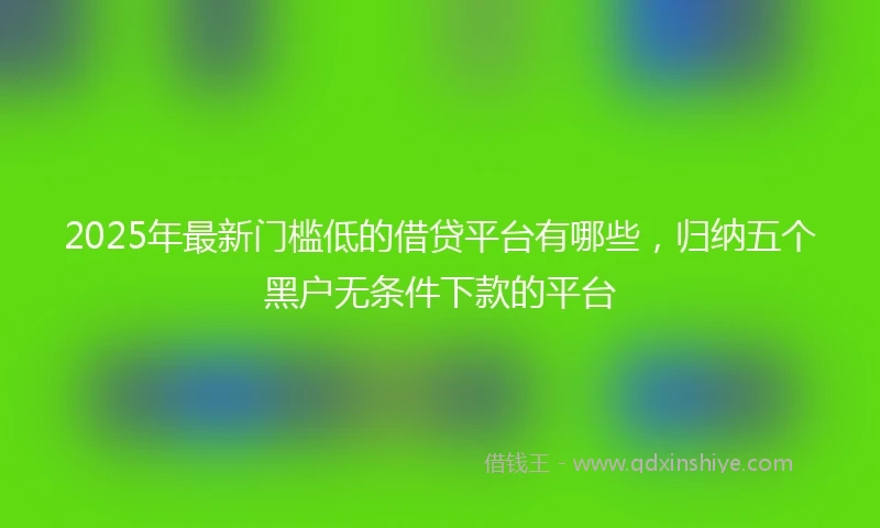 2025年最新门槛低的借贷平台有哪些，归纳五个黑户无条件下款的平台