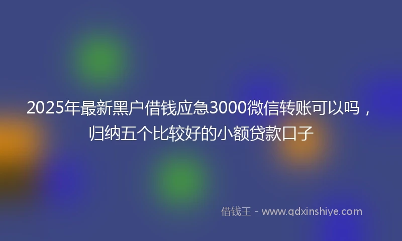 2025年最新黑户借钱应急3000微信转账可以吗，归纳五个比较好的小额贷款口子