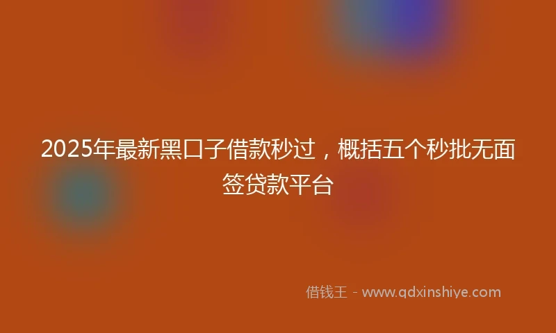 2025年最新黑口子借款秒过，概括五个秒批无面签贷款平台
