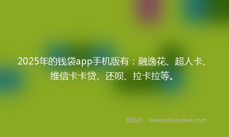 2025年的钱袋app手机版有:融逸花、超人卡、维信卡卡贷、还呗、拉卡拉等。