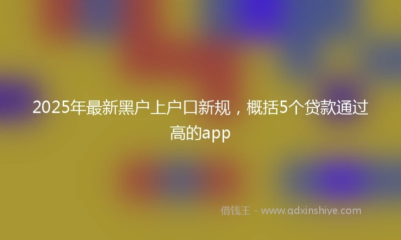 2025年最新黑户上户口新规，概括5个贷款通过高的app