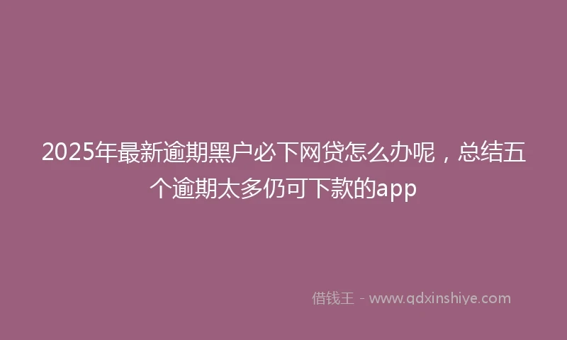 2025年最新逾期黑户必下网贷怎么办呢，总结五个逾期太多仍可下款的app