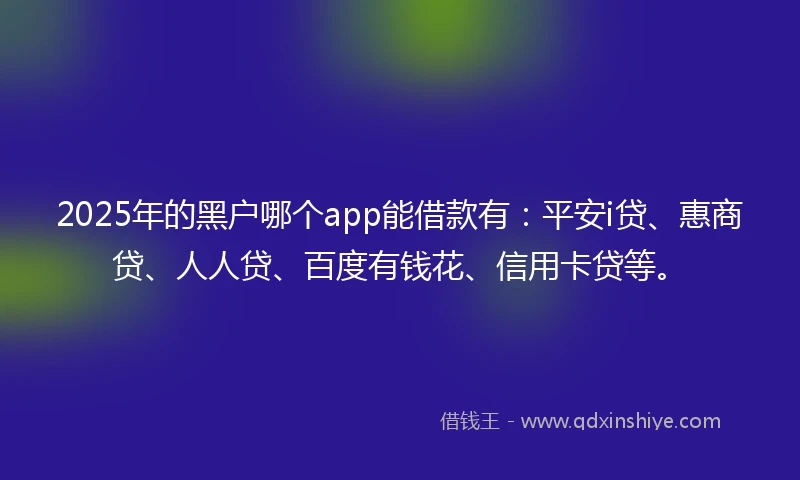 2025年的黑户哪个app能借款有：平安i贷、惠商贷、人人贷、百度有钱花、信用卡贷等。