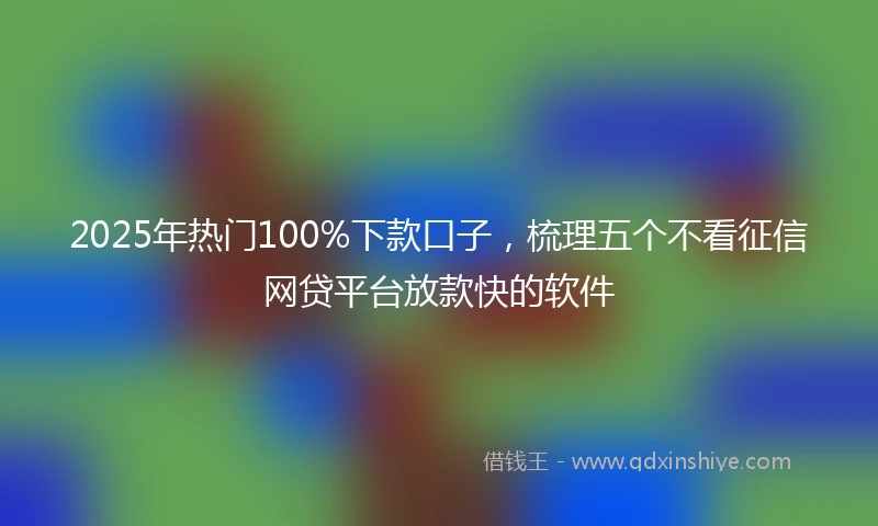 2025年热门100%下款口子，梳理五个不看征信网贷平台放款快的软件