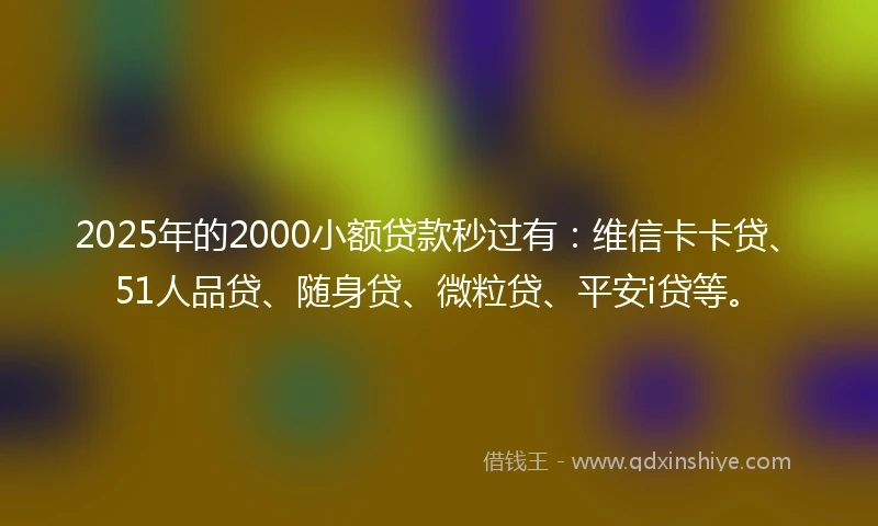 2025年的2000小额贷款秒过有：维信卡卡贷、51人品贷、随身贷、微粒贷、平安i贷等。