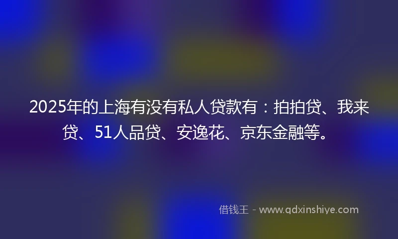 2025年的上海有没有私人贷款有：拍拍贷、我来贷、51人品贷、安逸花、京东金融等。